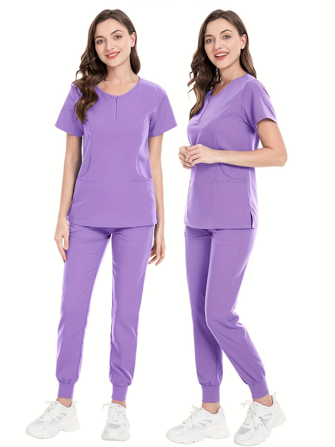 SAASHI Women's Purple Healthcare Uniform Set - Two-Piece Round Neck Top