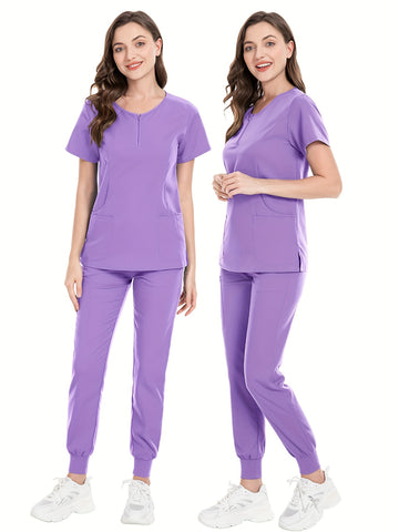 SAASHI Women's Purple Healthcare Uniform Set - Two-Piece Round Neck Top