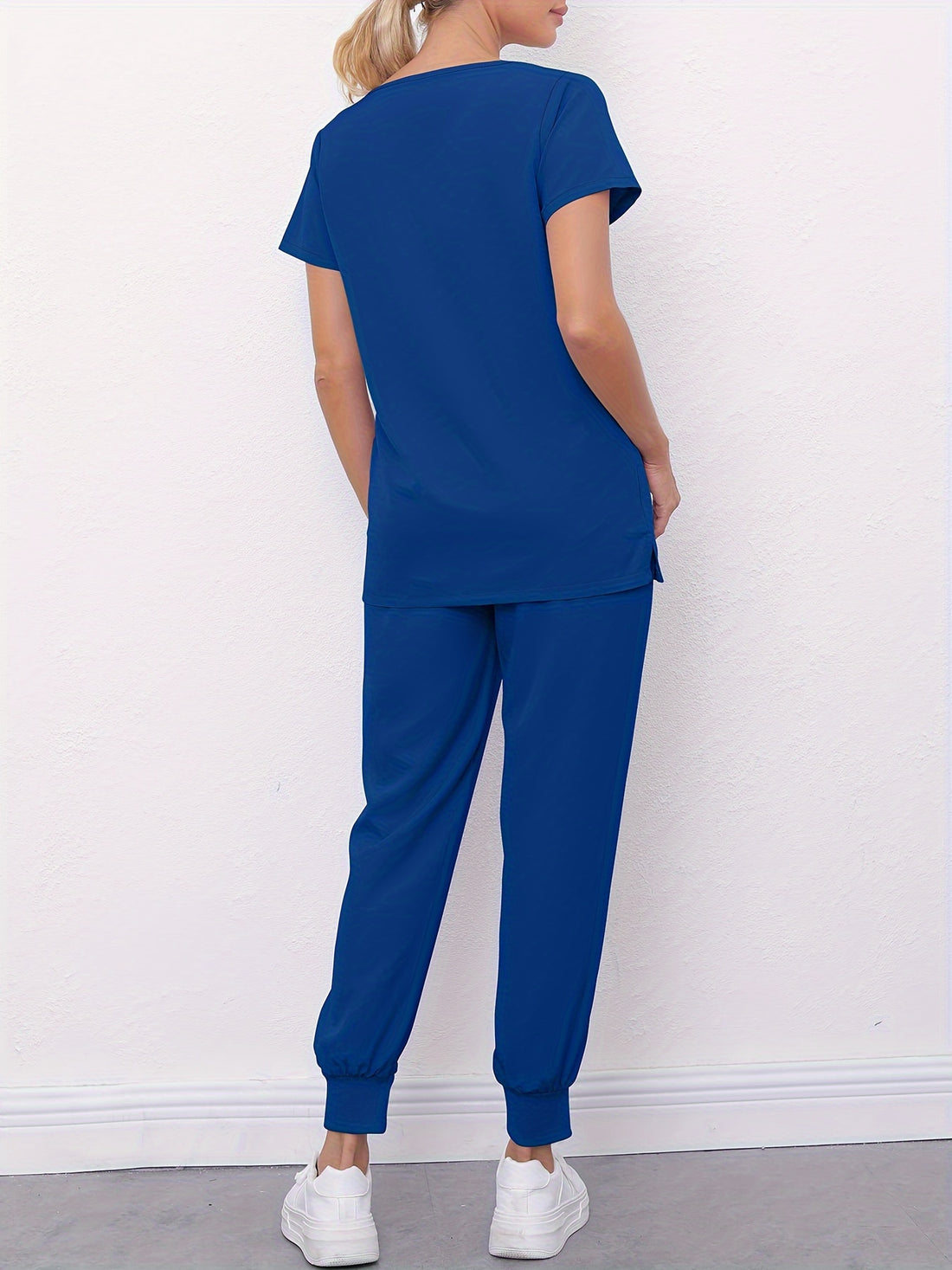 SAASHI Royal Blue Medical Scrub Set - V Neck Top With Pockets & Pants