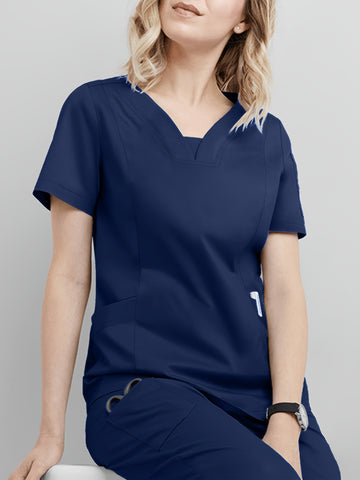 SAASHI Navy Blue Nurse Workwear Set - Crew Neck Scrub Top & Pants