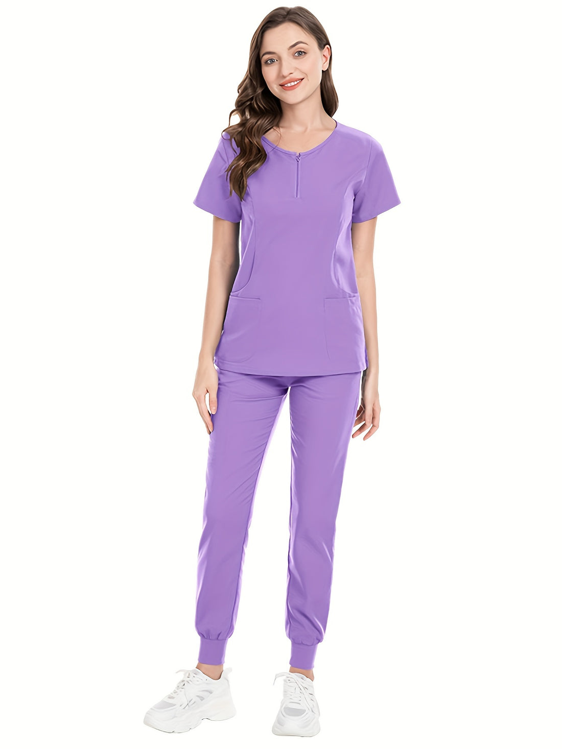 SAASHI Women's Purple Healthcare Uniform Set - Two-Piece Round Neck Top