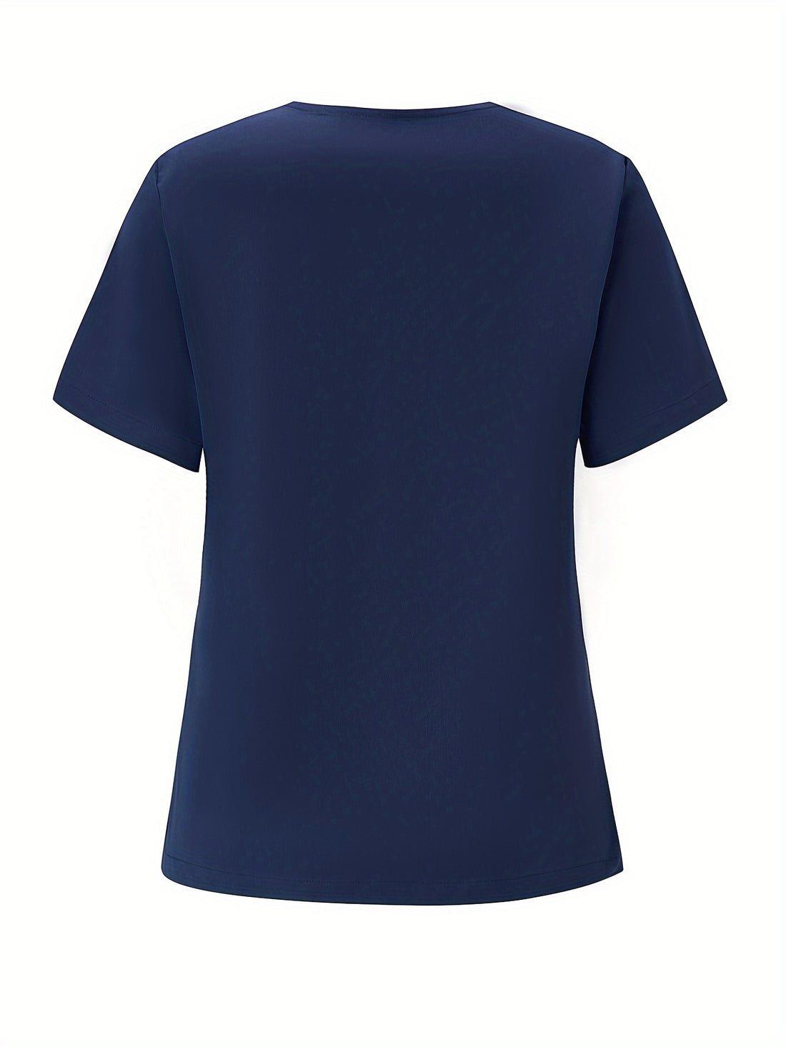 SAASHI Navy Blue Short Sleeve V-neck Top, Patched Pockets, Comfortable Health Scrub Uniform