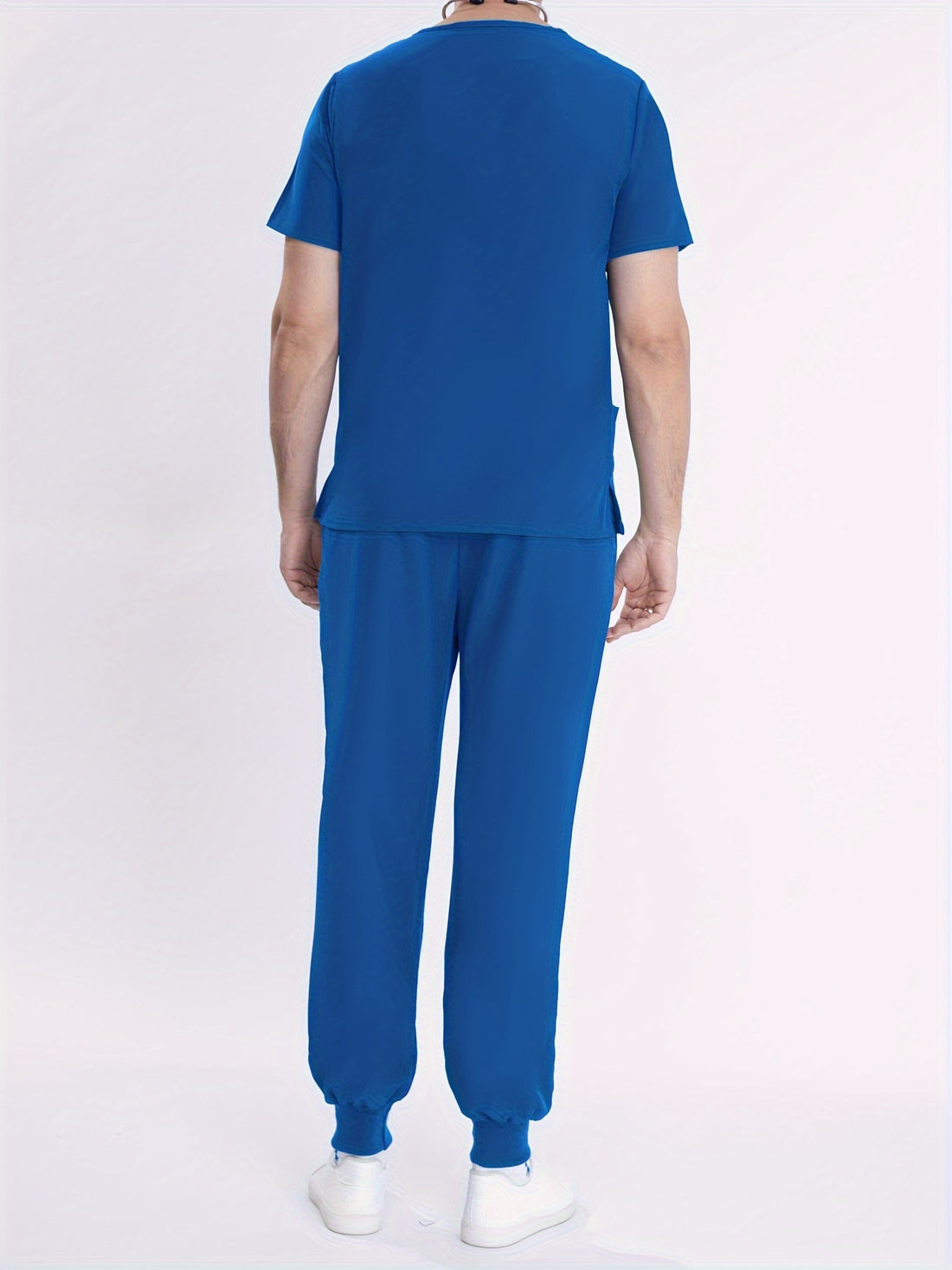 SAASHI Men's Royal Blue Utility Workwear Set - Breathable V-neck Top & Joggers