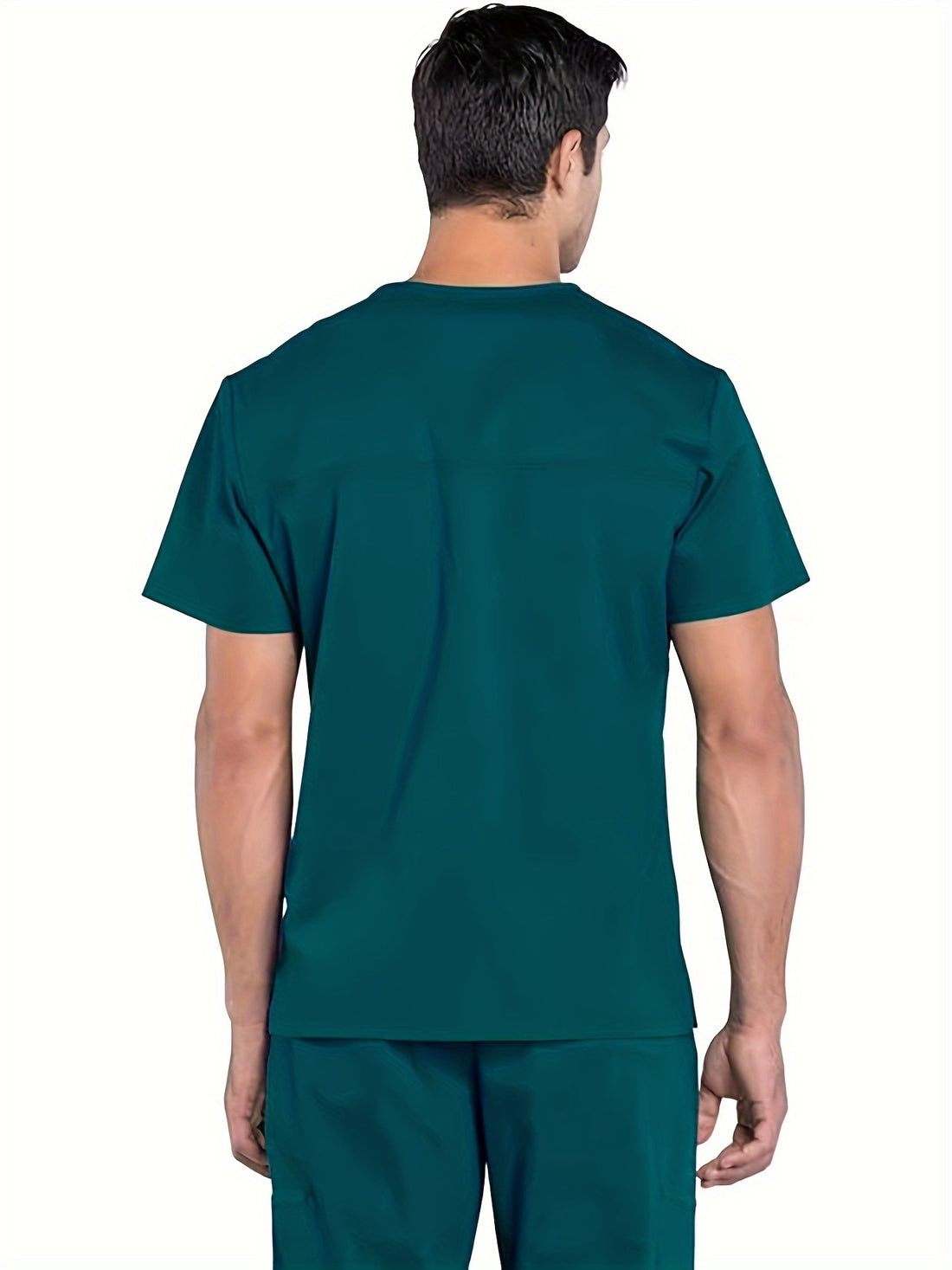 SAASHI Men's Solid Green V-neck Nursing Workwear T-shirt for Work Day