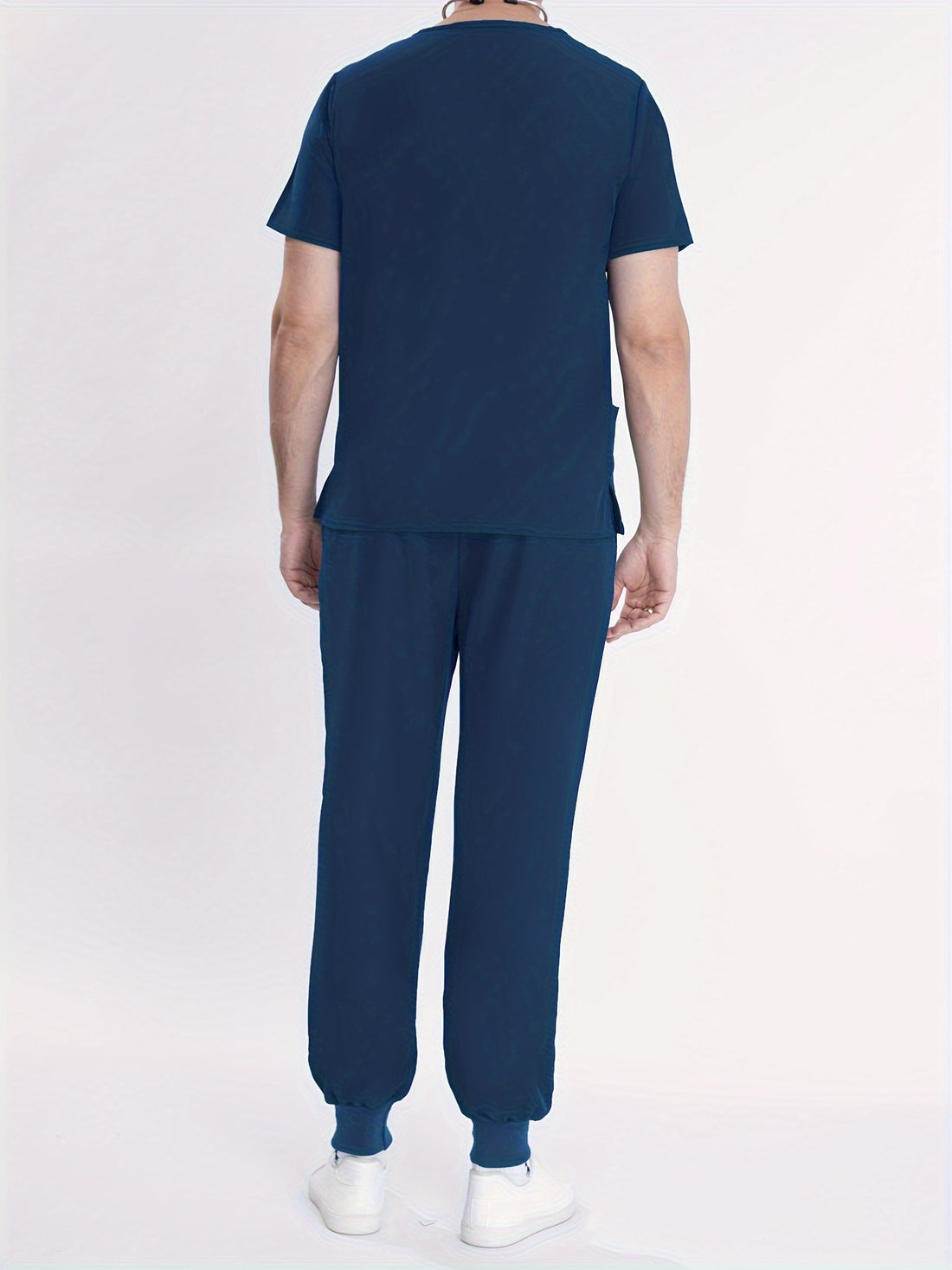 SAASHI Men's Sea Blue Utility Workwear Set - Breathable V-neck Top & Joggers