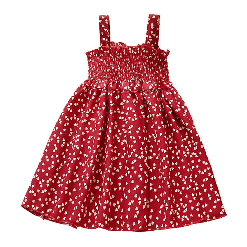 Saashi Sleeveless Love Printing Princess Dress for Girls, Summer Kids' Clothing