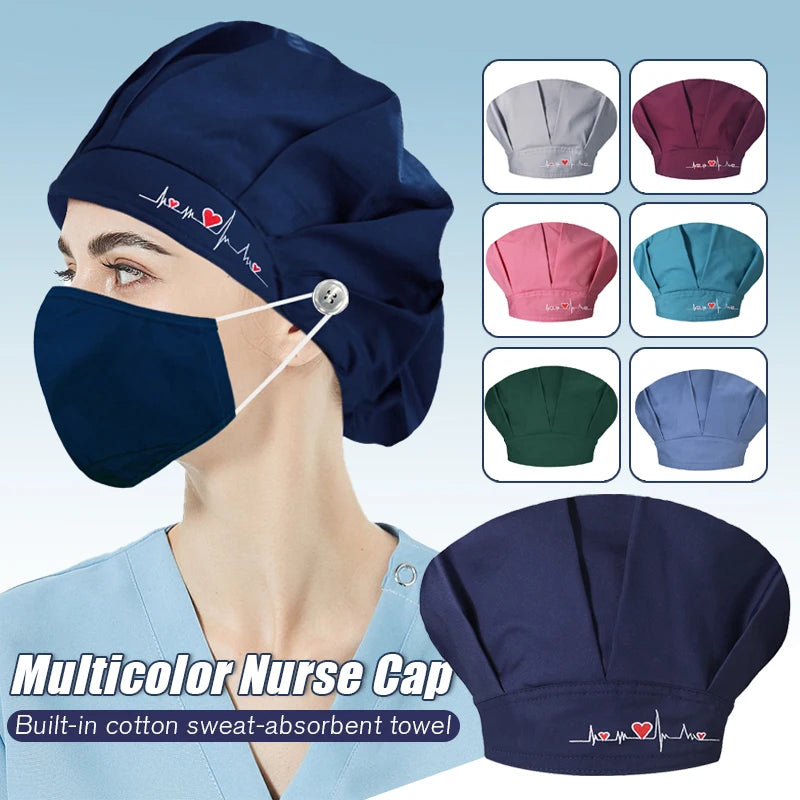 Saashi Adjustable Cotton Scrub Caps for Sanitary Work Wear