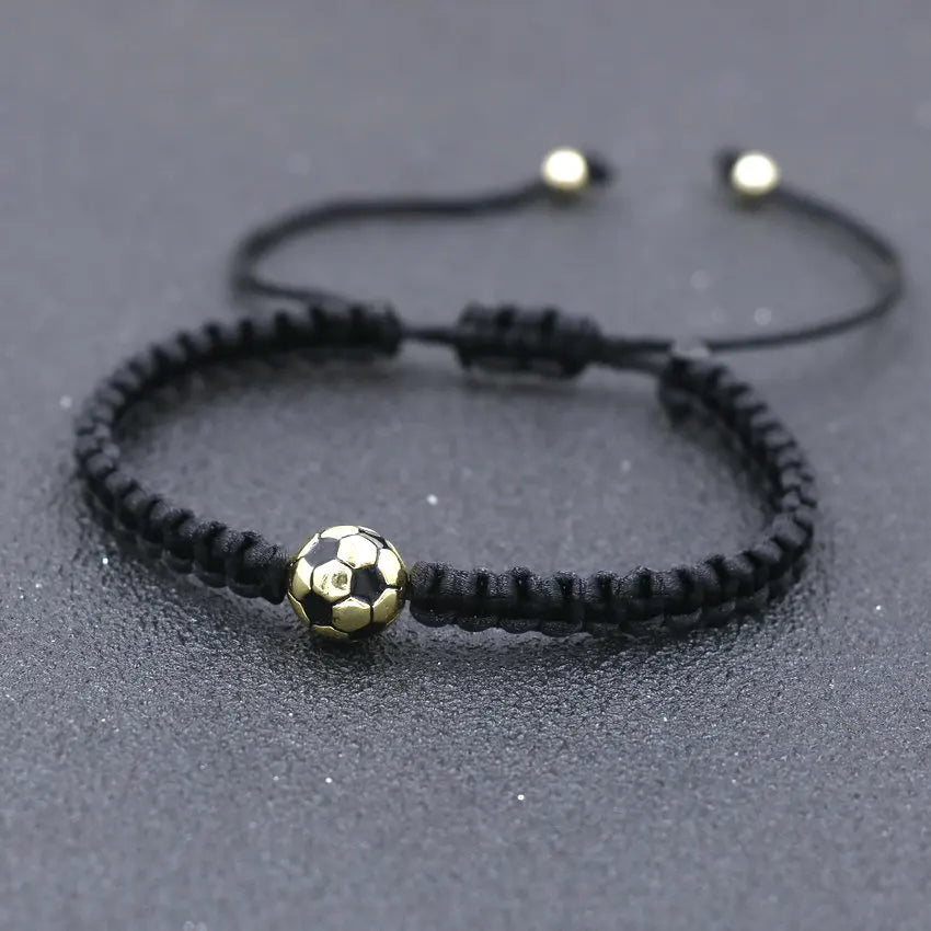 Saashi Copper Gold Color Ball Charm Bracelet Black Thread Braid Bracelets