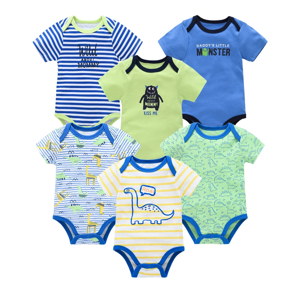 Saashi 3 6 Pcs/lot: Short Sleeve Cotton Newborn Baby Boy Bodysuits