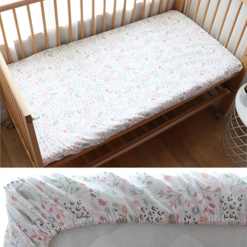 Saashi Cotton Baby Crib Fitted Sheet Soft Bed Mattress Cover