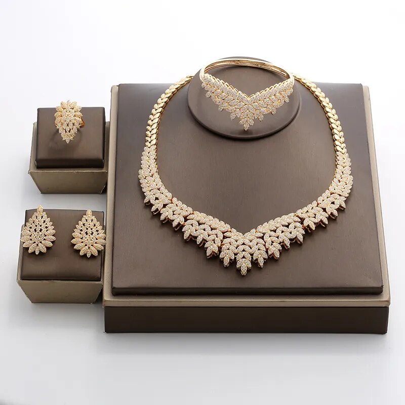 Saashi Noble Micro Pave CZ Jewelry Set - Hadiyana Trendy Dubai Style