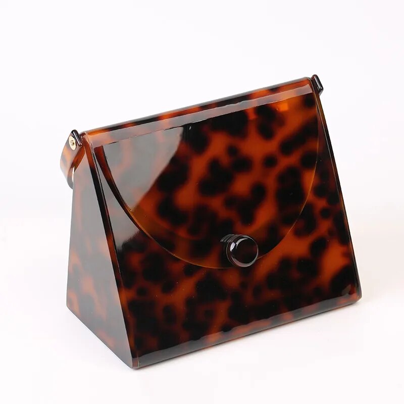 New Fashion Brand Leopard Acrylic Bag Women Classic Tortoise Print Handbags Party Prom Evening Bags Clutches Ladies Wallet