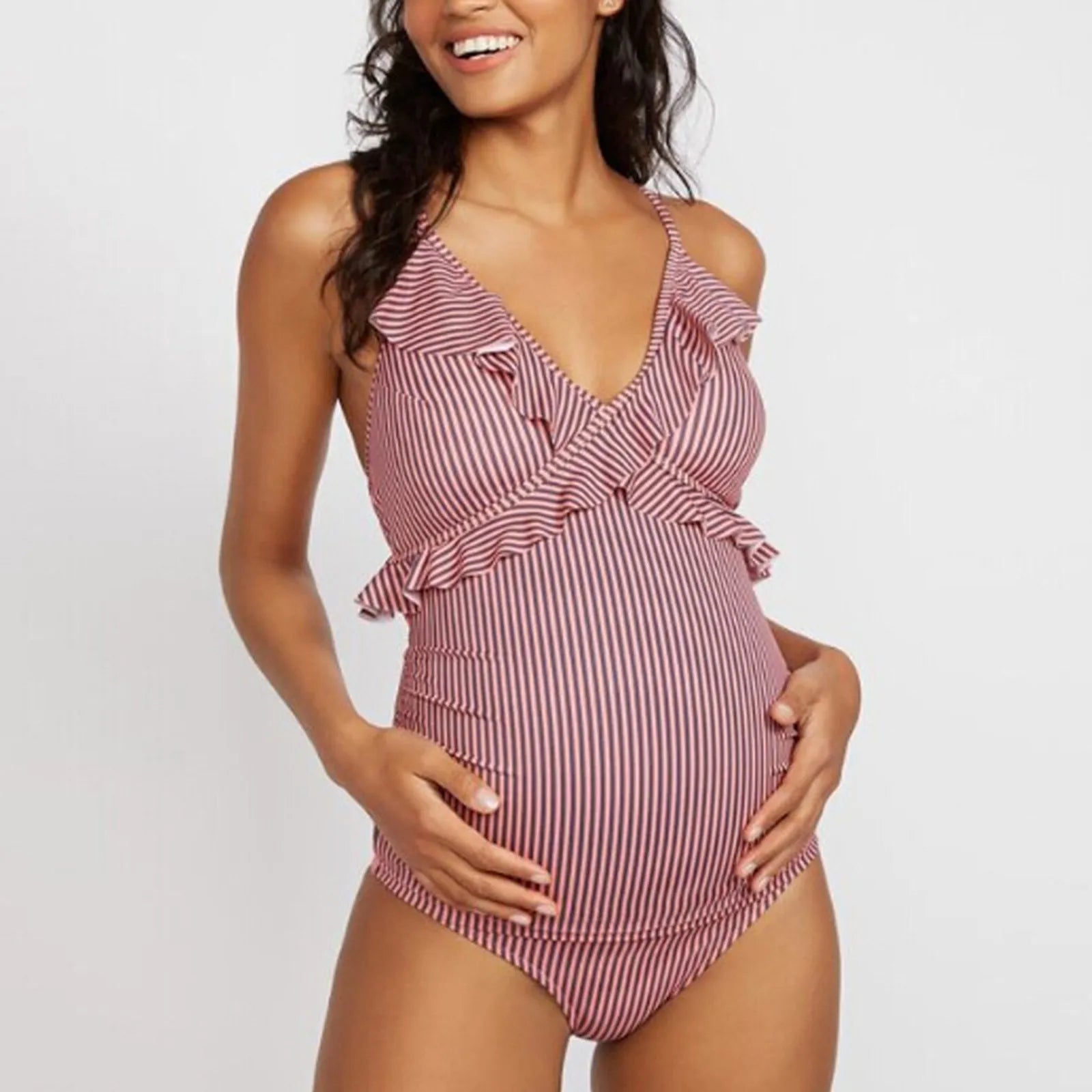 Saashi Women's Maternity Swimwear with Stripe Print