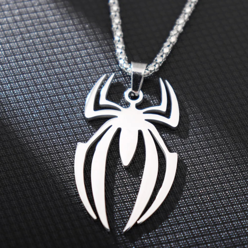 Saashi Stainless Steel Spider Pendant Chain Necklace Anime Jewelry