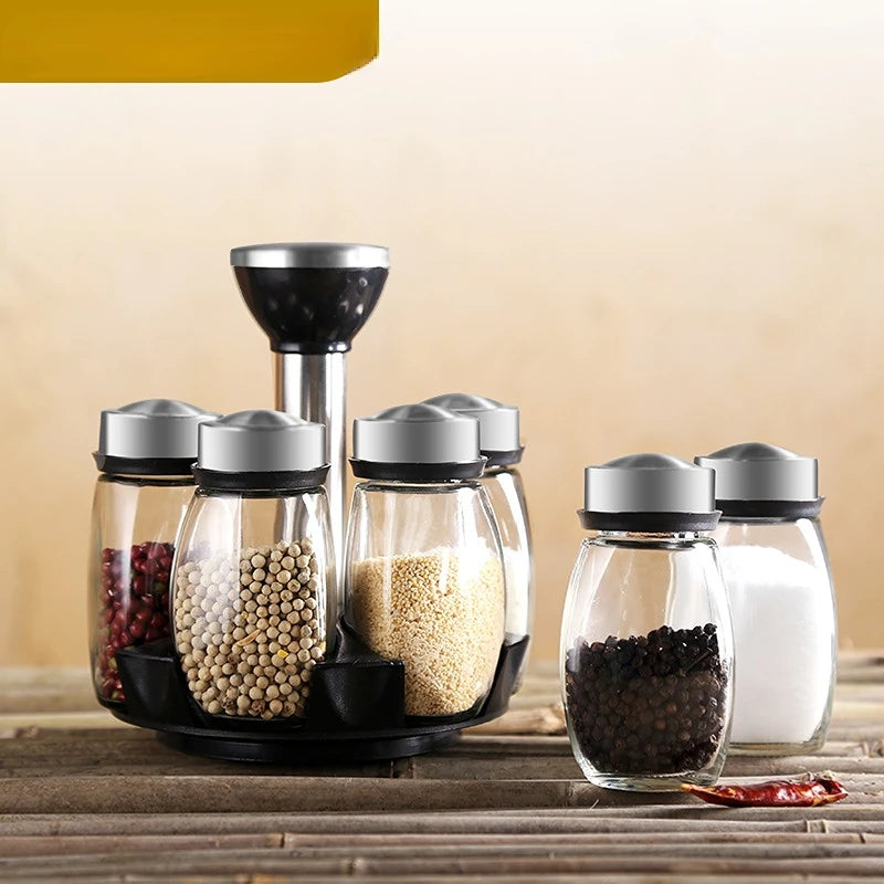 Saashi Rotating Glass Spice Jar Set