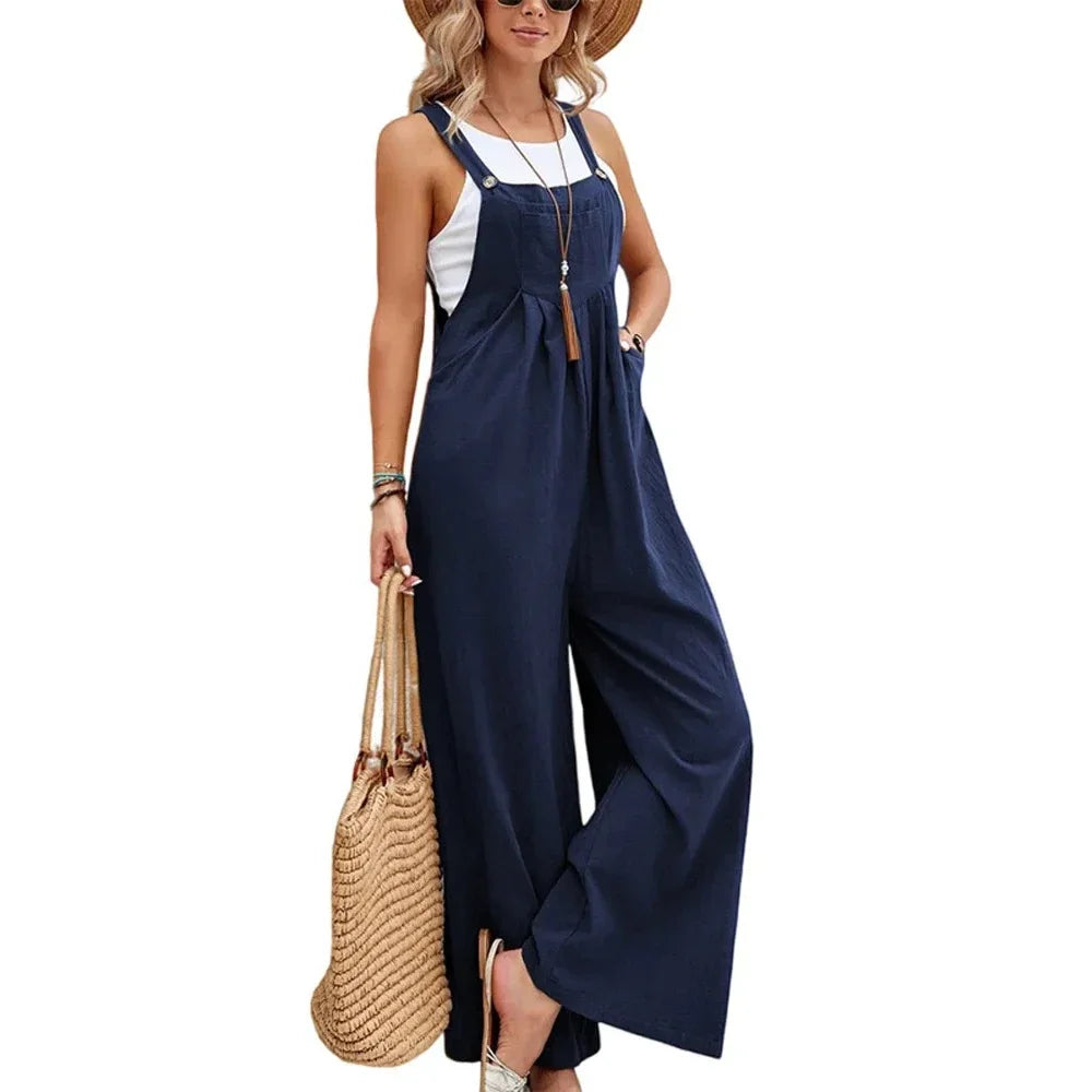 Saashi Women Loose Fit Fashion Overalls Wide Leg Baggy Bib Overalls Jumpsuit Dungarees Summer Jumpsuit Casual Elegant Overalls Summer