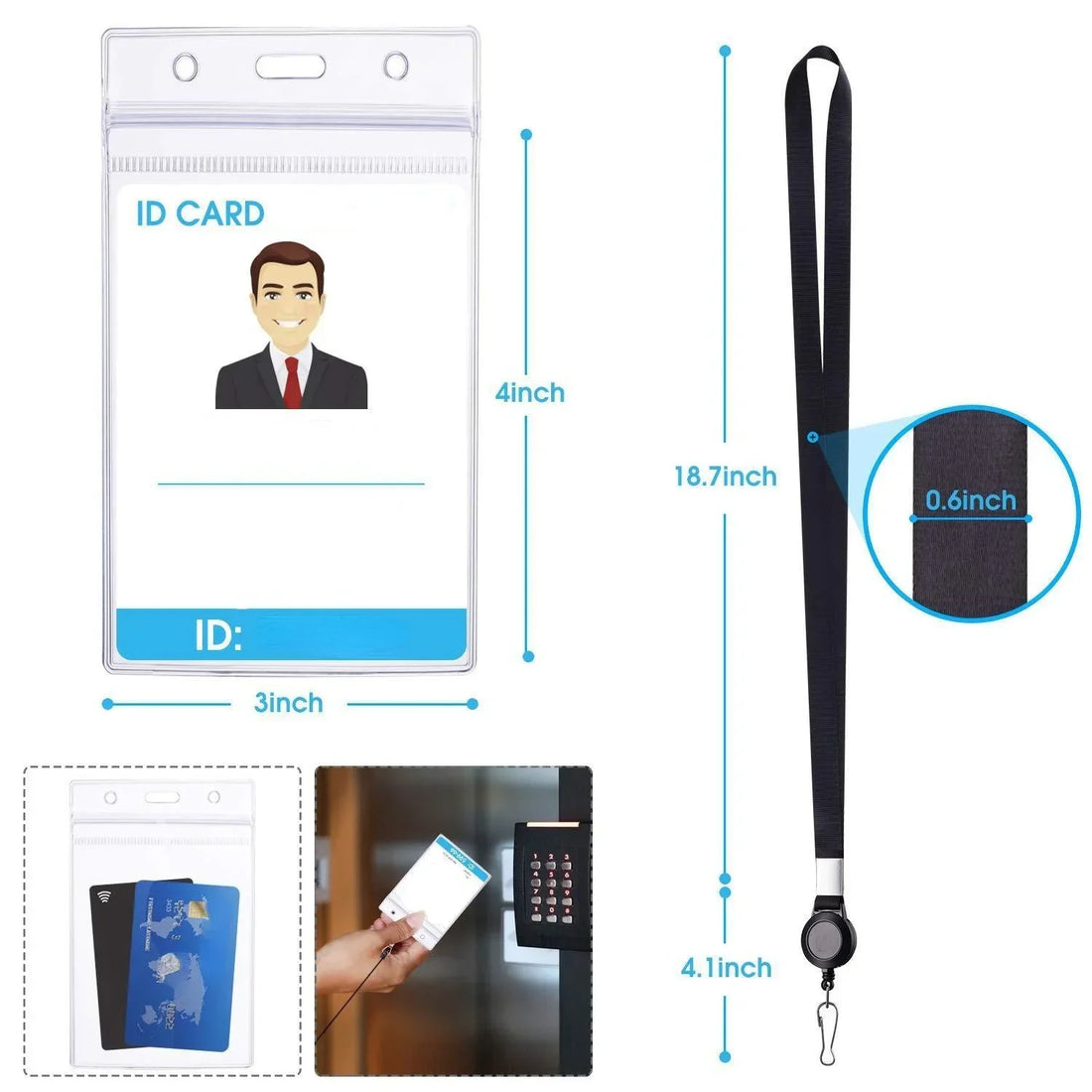 Saashi Retractable Badge Reel Lanyard with Card Cover for ID and Keys