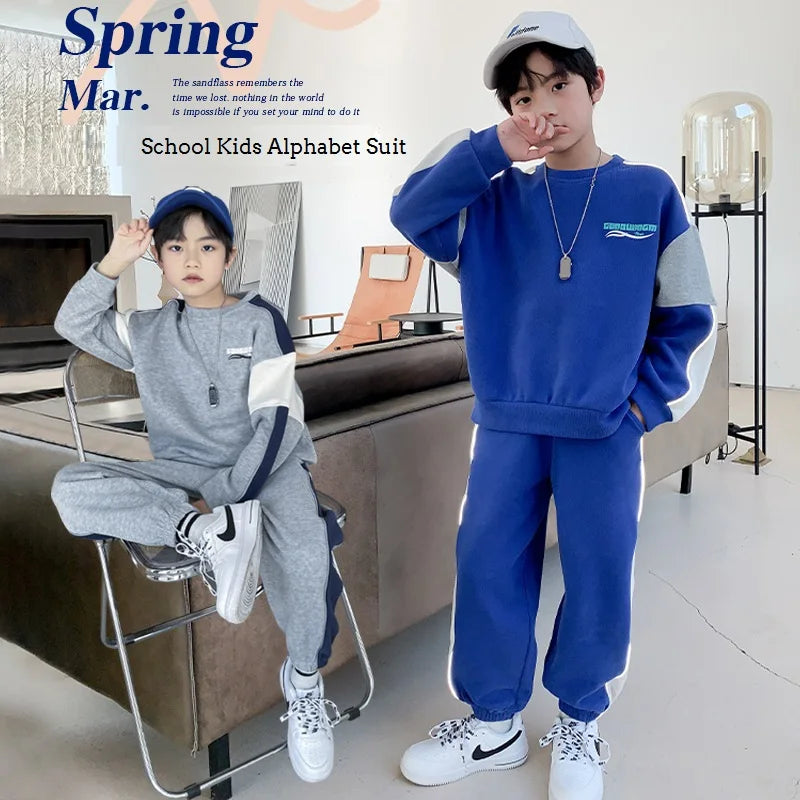 Saashi Spring Boys Contrast Alphabet Sweatshirt and Sweatpant Set