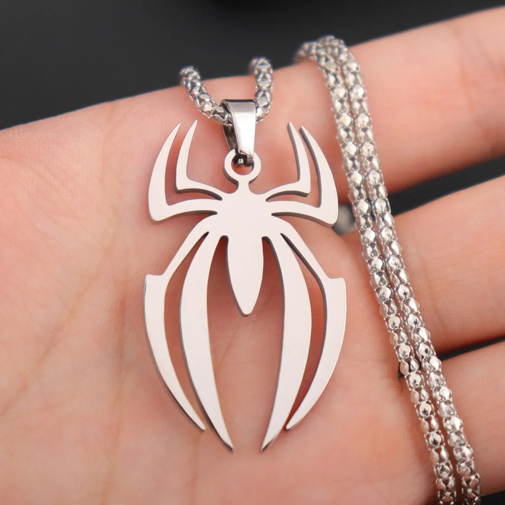 Saashi Stainless Steel Spider Pendant Chain Necklace Anime Jewelry