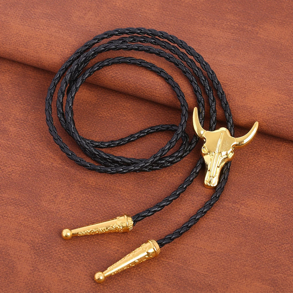 Saashi Golden Cowboy Tie - Stylish Garment Accessory with Horn Bag