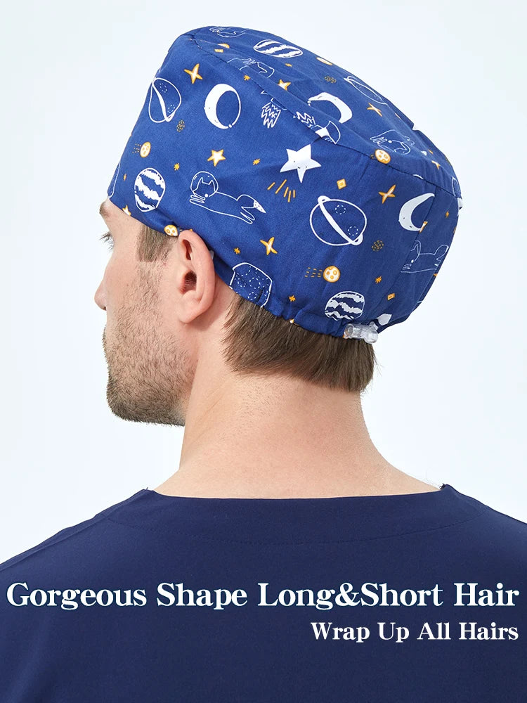 Saashi Rocket Print Scrub Caps for Medical Professionals