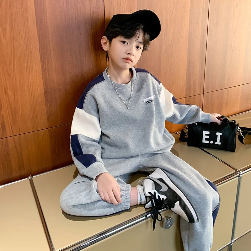 Saashi Spring Boys Contrast Alphabet Sweatshirt and Sweatpant Set