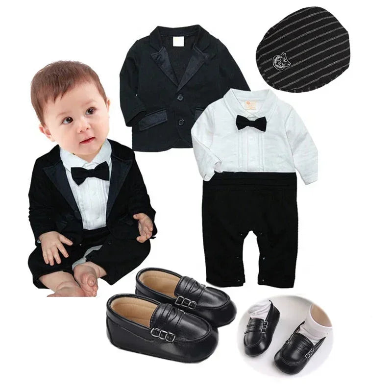 Saashi Baby Clothes Set: Newborn Gentleman Boys Boss Outfit Romper Coat, 1 Year Old Birthday Formal Wedding Suit