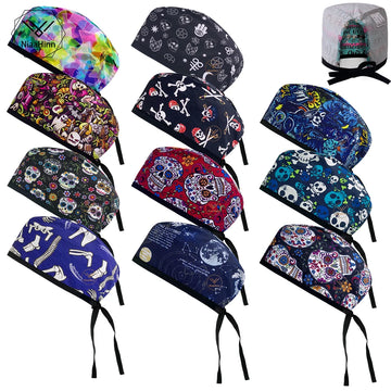 Saashi Cotton Cartoon Print Skull Cap for Nursing and Surgical Use