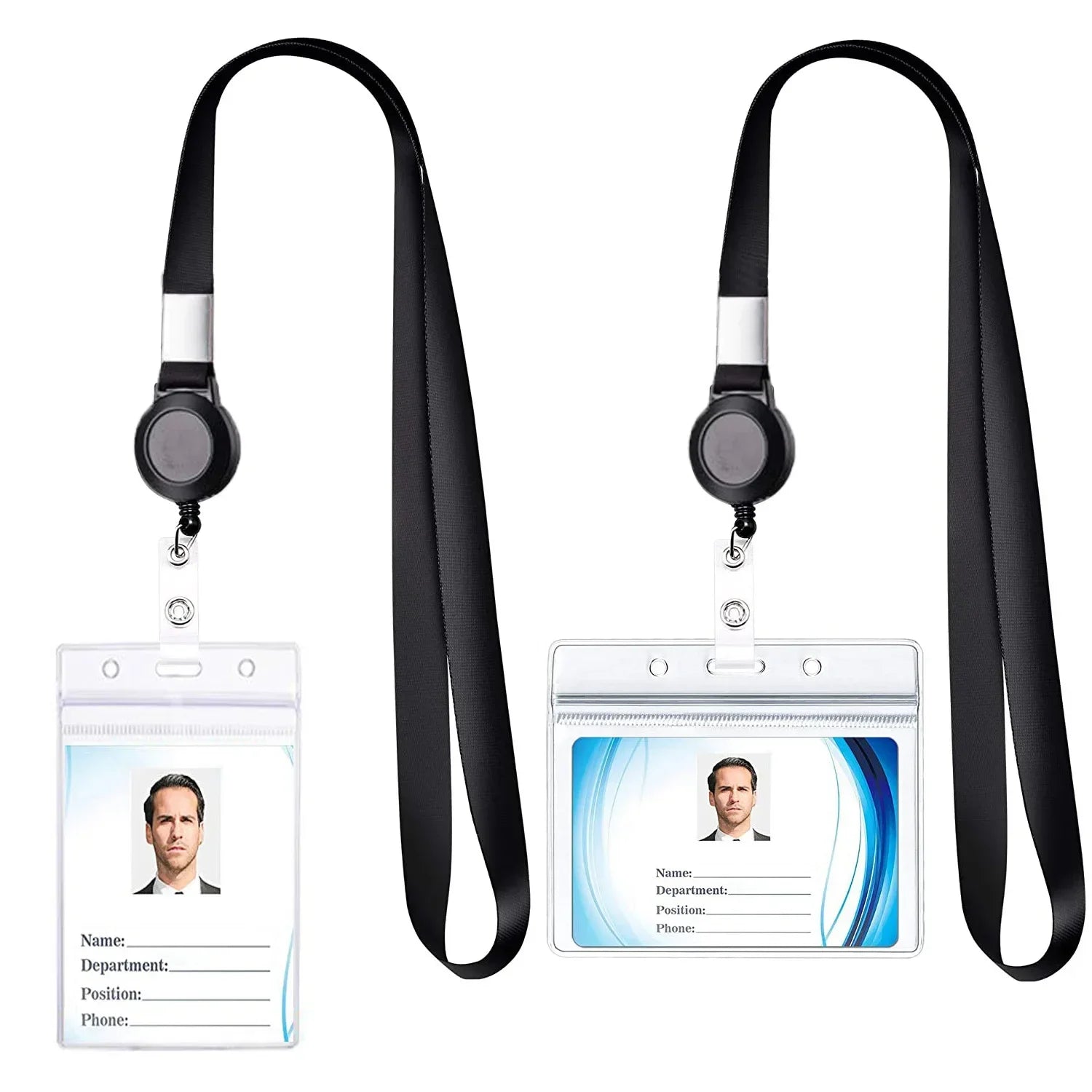 Saashi Retractable Badge Reel Lanyard with Card Cover for ID and Keys