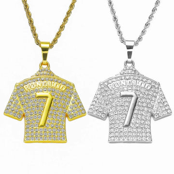 Saashi CR 7 Jersey Zircon Pendant Chain Necklace Soccer Fans Hip Hop Jewelry