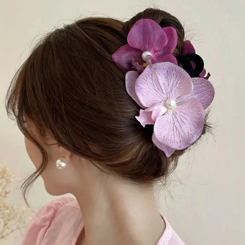 Saashi Trendy Butterfly Orchid Flower Claw Clip Vintage Hairpins