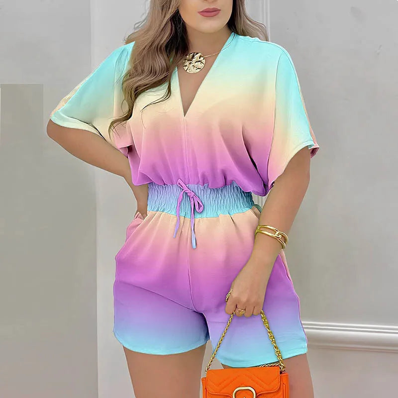 Saashi V Neck Romper with short sleeves