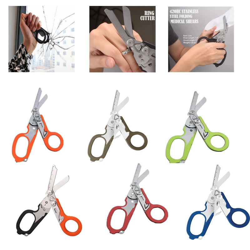 Saashi Portable Tactical Folding Scissors Set for First Aid and Survival