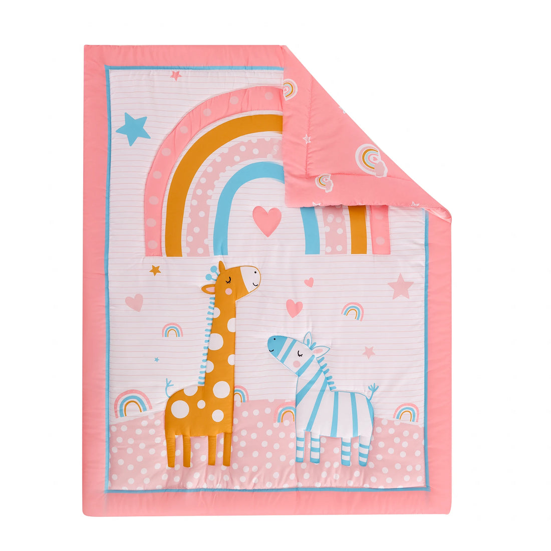 Saashi Rainbow and Giraffe Design Baby Bedding Set - Comforter, Crib Sheet