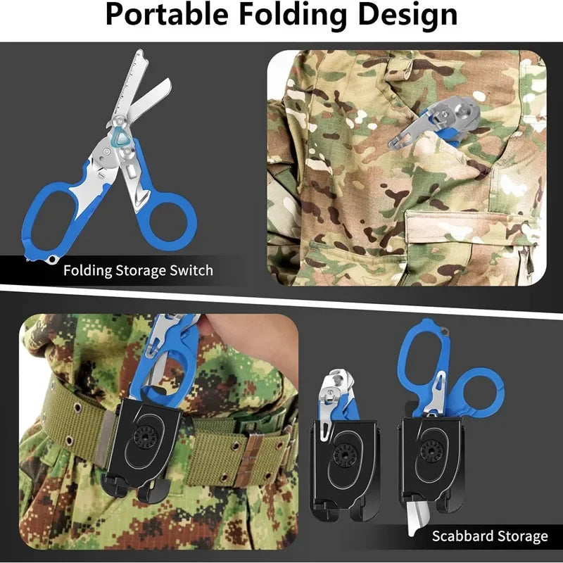 Saashi Portable Tactical Folding Scissors Set for First Aid and Survival