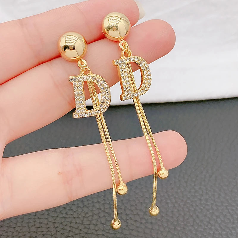 Saashi Vintage Arc Bar Tassel Earrings - Gold Color Fashion Jewelry