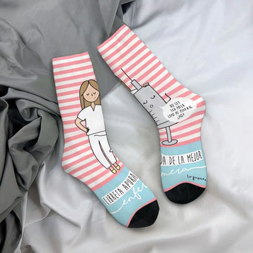 Saashi Cute Injection Design Anti-Slip Nurse Socks for Women