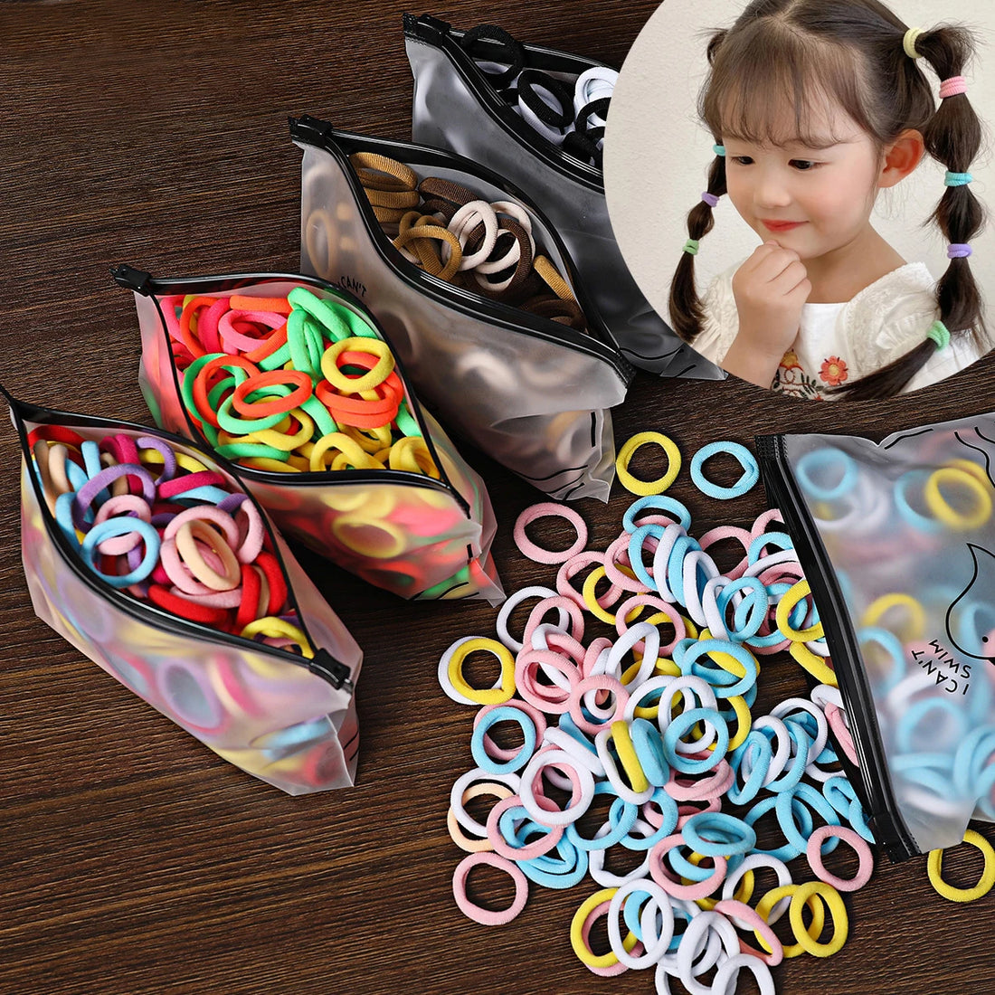 Saashi 50/100Pcs Colorful Hair Bands for Children: Elastic Hair Ties