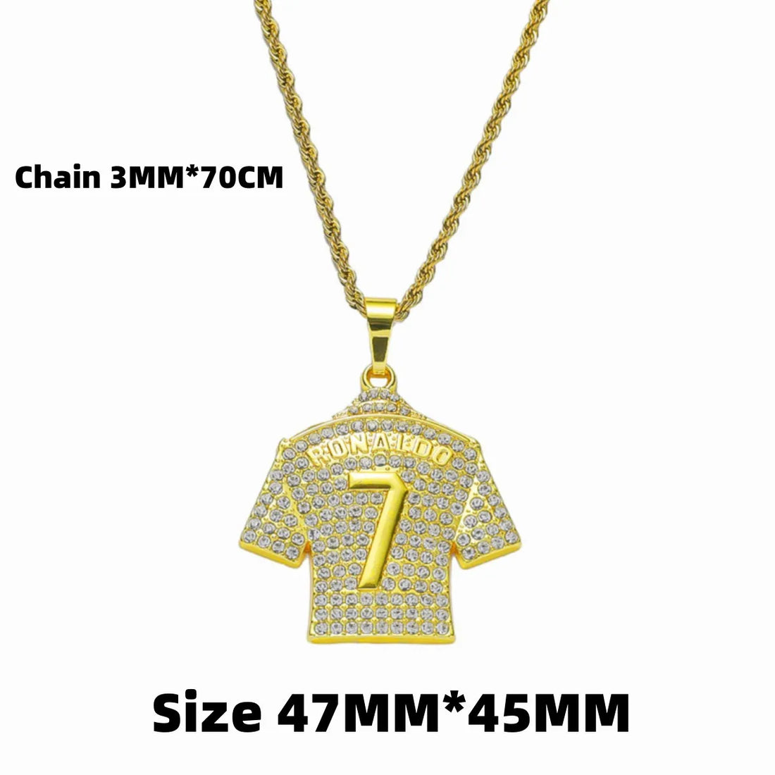 Saashi CR 7 Jersey Zircon Pendant Chain Necklace Soccer Fans Hip Hop Jewelry