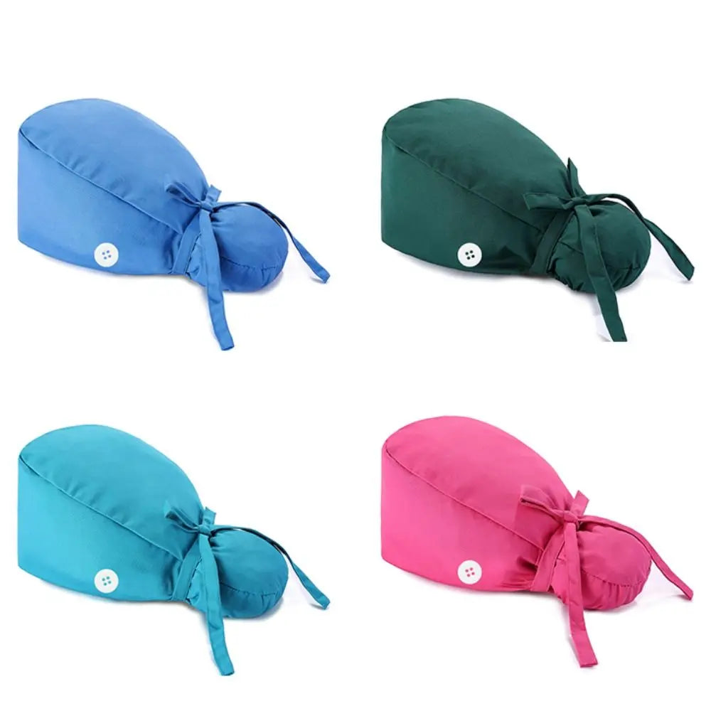 Saashi Adjustable Surgical Scrub Caps with Ponytail Holder and Buttons