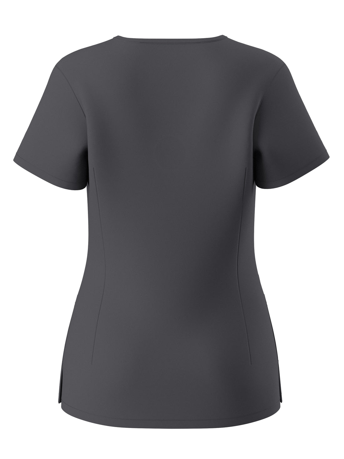 SAASHI Solid Dark Grey V-neck Stretchy Scrubs Top with Functional Patched Pockets