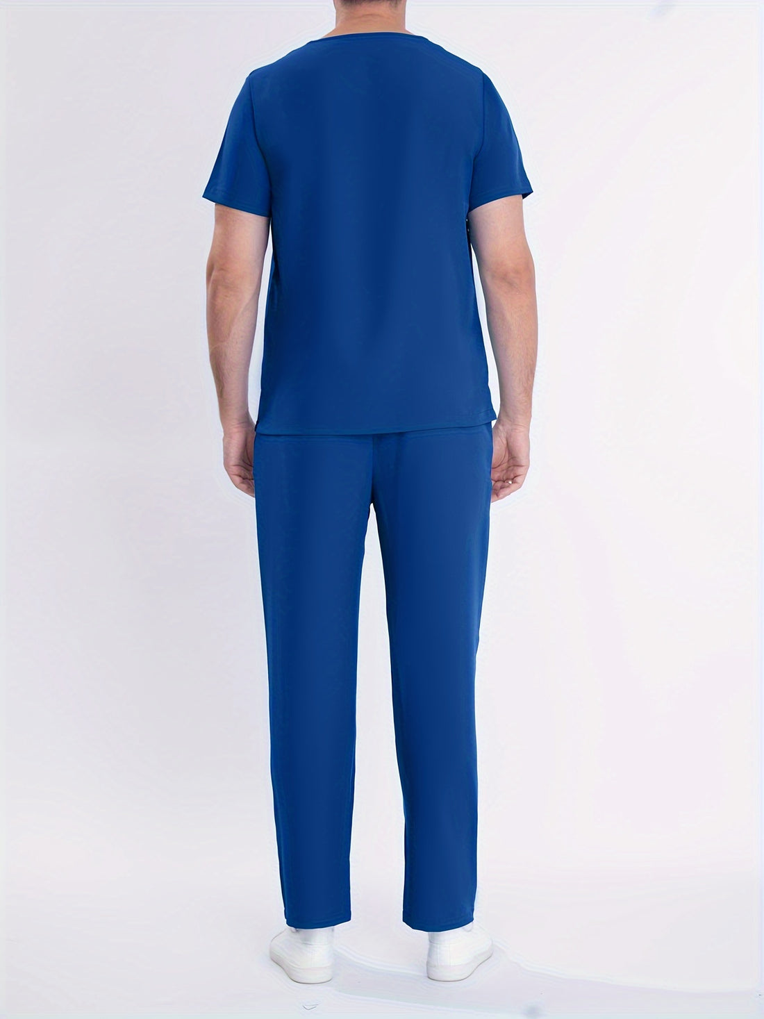 SAASHI Men's Royal Blue Workwear Set - V-neck Shirt & Pants Combo