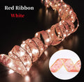 Christmas Ribbon Fairy Light Christmas Decoration DIY Bows String Light Tree Ornaments for Home 2023 Xmas Decor New Year Navidad