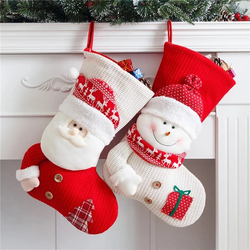 Gifts Pouch Durable Large Cute Christmas Stocking Gift Bag High Capacity Non-Woven Xmas Sock Christmas Ornaments Beautiful