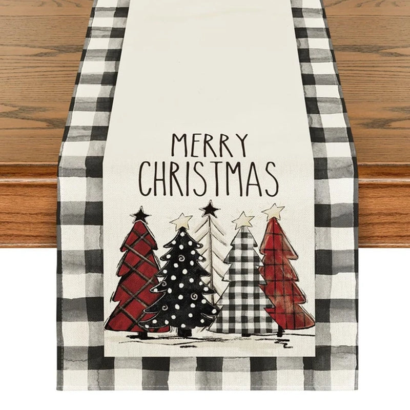 Linen Christmas Table Runner Snowman Xmas Tree Home Dining Table Cover Tablecloth 2023 Navidad Noel Christmas Decorations 2024