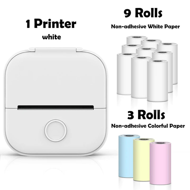 T02 Portable Mini Wireless Thermal Pocket Printer Self-Adhesive Stickers Use for Diy,Journal Sticker Impresora Portátil