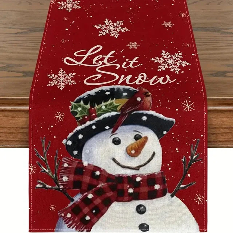 Linen Christmas Table Runner Snowman Xmas Tree Home Dining Table Cover Tablecloth 2023 Navidad Noel Christmas Decorations 2024