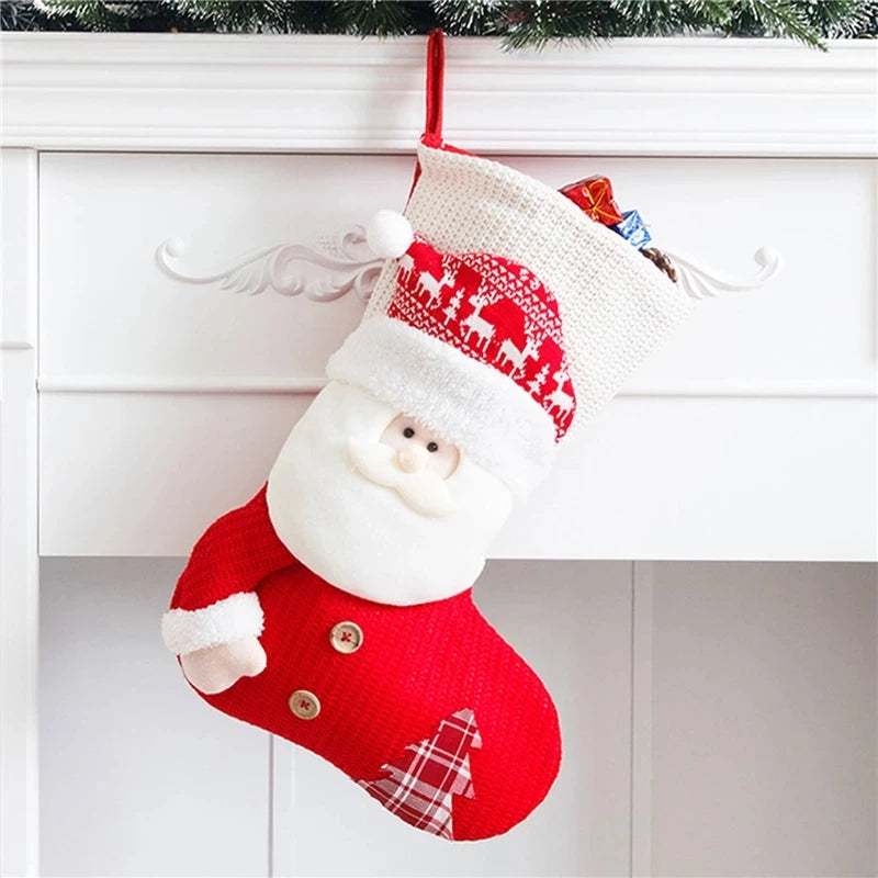 Gifts Pouch Durable Large Cute Christmas Stocking Gift Bag High Capacity Non-Woven Xmas Sock Christmas Ornaments Beautiful