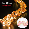 Christmas Ribbon Fairy Light Christmas Decoration DIY Bows String Light Tree Ornaments for Home 2023 Xmas Decor New Year Navidad