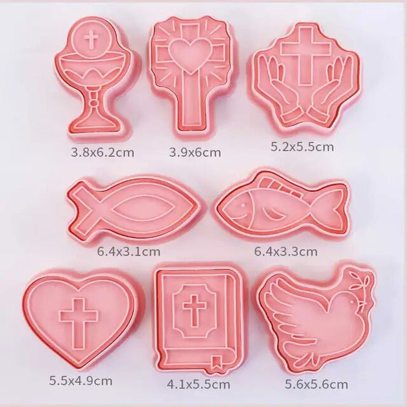 8 Pcs/Set DIY Cake Decorating Tools Christmas Cartoon Biscuit Mould Cookie Cutters Set Plastic Baking Mould Cookie Tools